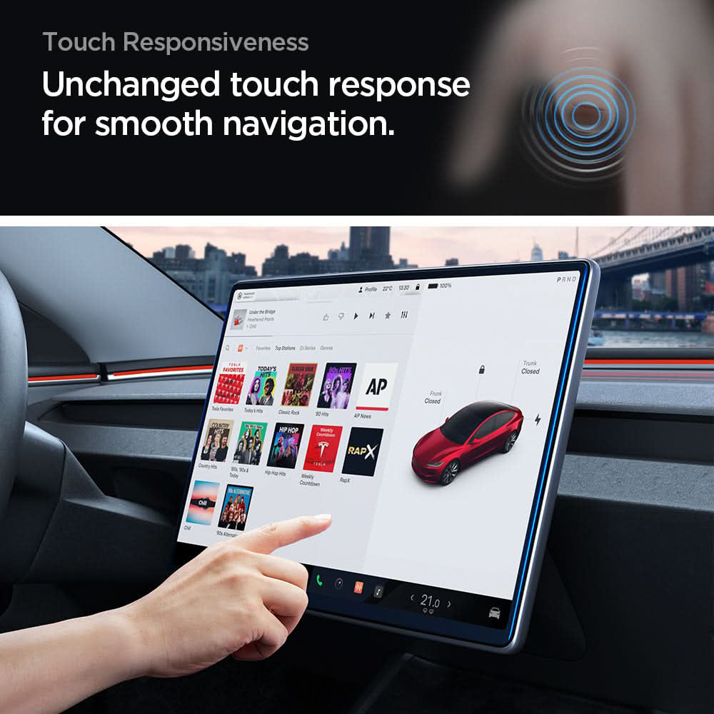Spigen GlastR EZ FIT Anti-Glare FC Screen Protector for Tesla Y (2026 / 2025) / 3 (2026 / 2025 / 2024) Navigation Display, Tempered Glass AGL07152