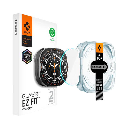 Протекторно фолио Spigen GlastR EZ FIT за Samsung Galaxy Watch Ultra2, закалено стъкло, комплект 2 броя AGL11758