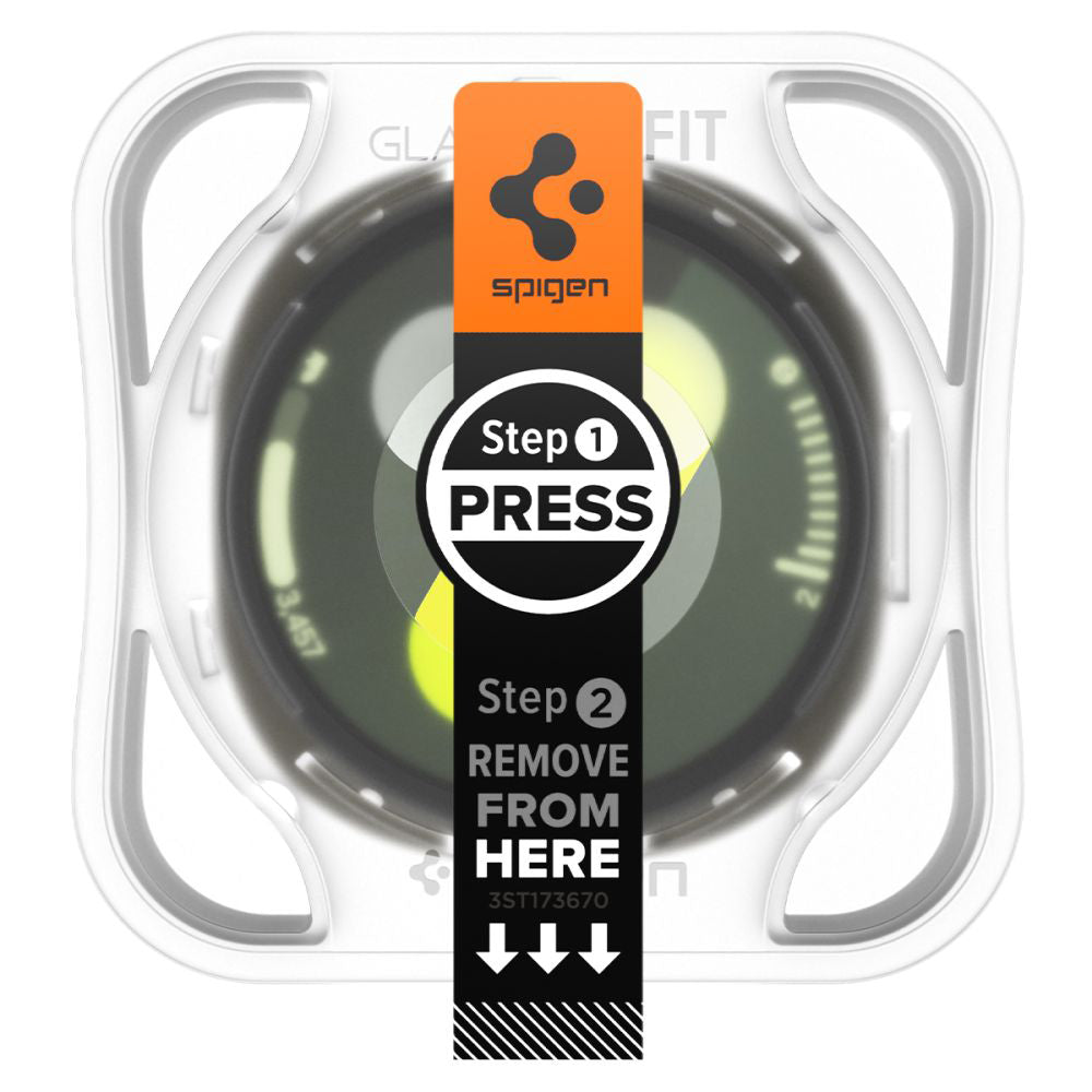 Фолио за защита Spigen GlastR EZ FIT за Samsung Galaxy Watch8 44mm, Комплект 2 броя, Закалено стъкло AGL09874