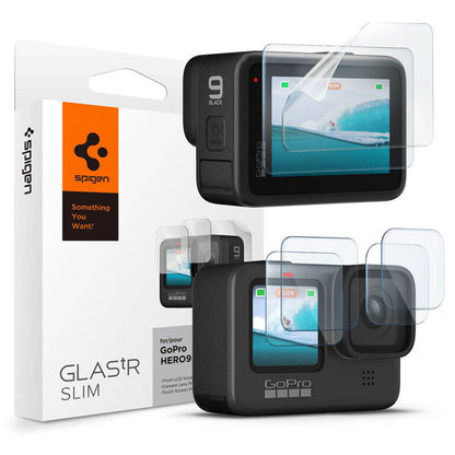Spigen GlastR Slim Screen and Lens Protector for GoPro Hero 12 / 9 / 10 / 11, Tempered Glass, Set of 6 pieces AGL03045