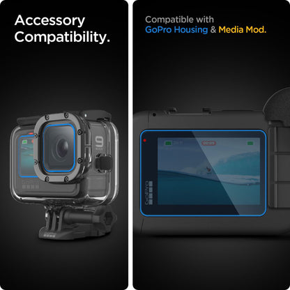 Spigen GlastR Slim Screen and Lens Protector for GoPro Hero 12 / 9 / 10 / 11, Tempered Glass, Set of 6 pieces AGL03045