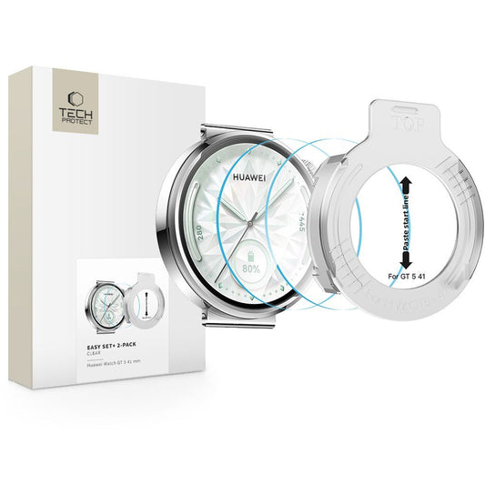 Фолио за защита Tech-Protect Easy Set+ за Huawei Watch GT 5 41mm, Комплект 2 броя, Закалено стъкло