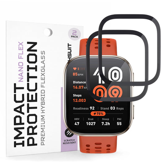 Фолио за защита Techsuit Nano Flex за Amazfit Bip 6, Комплект 2 броя, Пластмаса, Черно