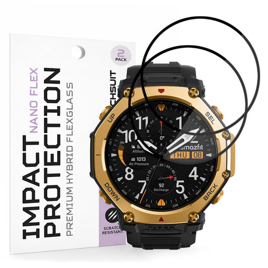 Фолио за защита Techsuit Nano Flex за Amazfit T-Rex 3 Pro 48mm, Комплект 2 броя, Пластмаса, Черно
