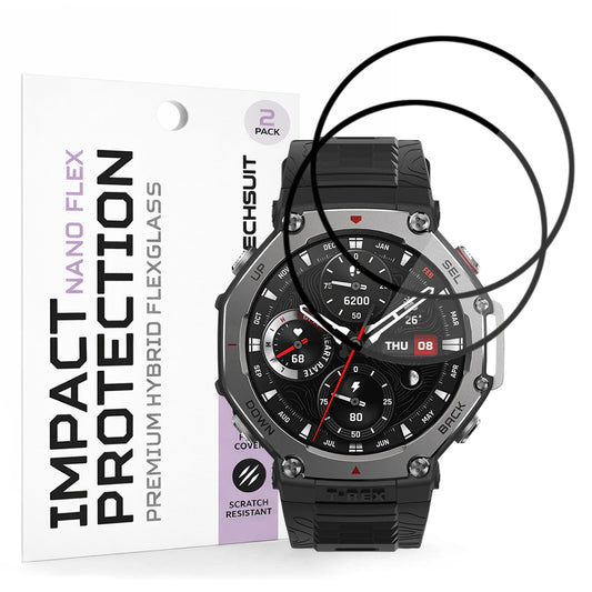 Фолио за защита Techsuit Nano Flex за Amazfit T-Rex 3, Комплект 2 броя, Пластмаса, Черно