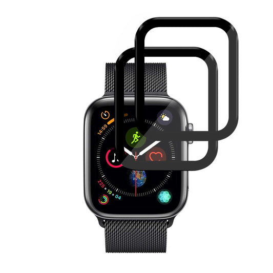 Фолио за защита Techsuit Nano Flex за Apple Watch 44mm Series, Комплект 2 броя, Пластмаса, Черно