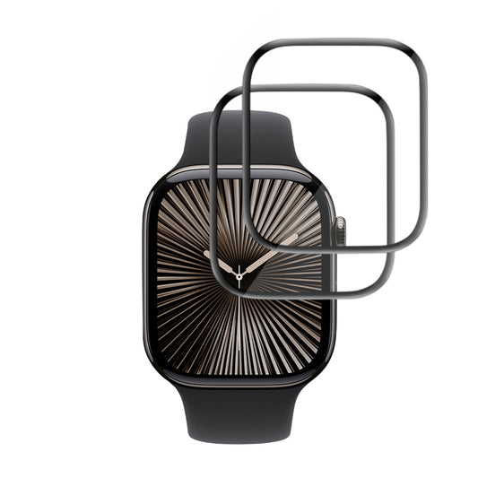 Фолио за защита Techsuit Nano Flex за Apple Watch Series 10 / 11 42mm, Комплект 2 броя, Пластмаса, Черно