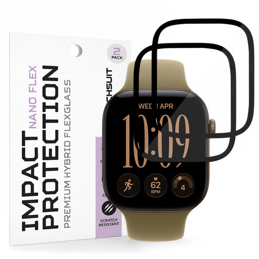 Защитно фолио Techsuit Nano Flex за Apple Watch Series 12 42 мм, пластмаса, комплект от 2 броя, черно