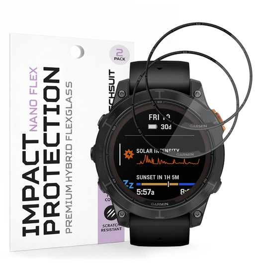 Фолио за защита Techsuit Nano Flex за Garmin Fenix 7 Pro Solar, Комплект 2 броя, Пластмаса, Черно