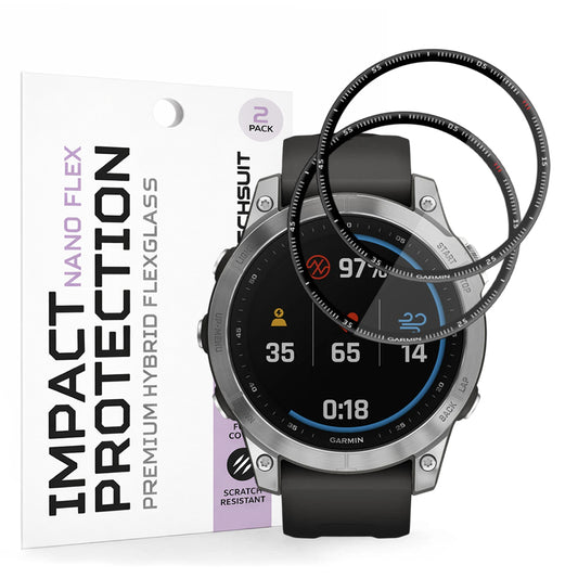Фолио за защита Techsuit Nano Flex за Garmin Fenix 7, Комплект 2 броя, Пластмаса, Черно