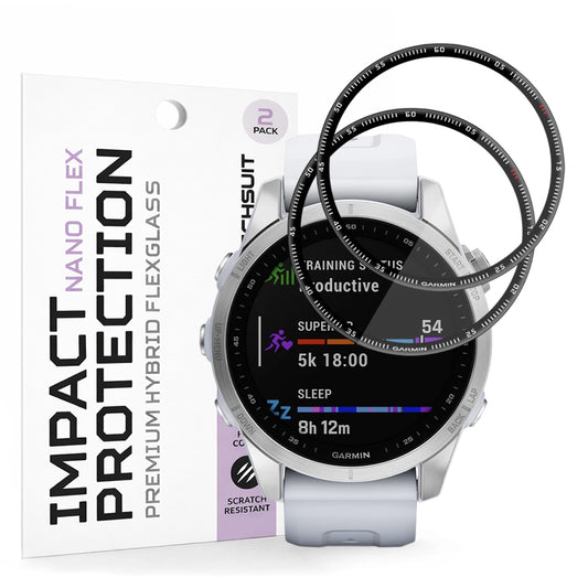 Фолио за защита Techsuit Nano Flex за Garmin Fenix 7S, Комплект 2 броя, Пластмаса, Черно