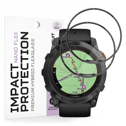 Фолио за защита Techsuit Nano Flex за Garmin Fenix 7X Pro Solar, Комплект 2 броя, Пластмаса, Черно