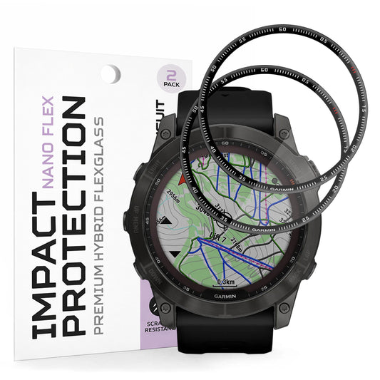 Фолио за защита Techsuit Nano Flex за Garmin Fenix 7X, Комплект 2 броя, Пластмаса, Черно