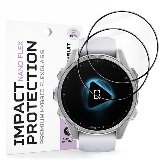 Фолио за защита Techsuit Nano Flex за Garmin Fenix 8 43mm, Комплект 2 броя, Пластмаса, Черно