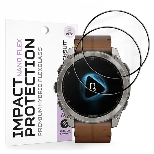 Фолио за защита Techsuit Nano Flex за Garmin Fenix 8 Pro 51mm / 8 51mm, Комплект 2 броя, Пластмаса, Черно
