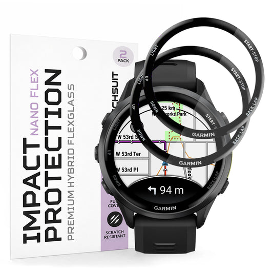 Фолио за защита Techsuit Nano Flex за Garmin Forerunner 570 47mm / 970, Комплект 2 броя, Пластмаса, Черно
