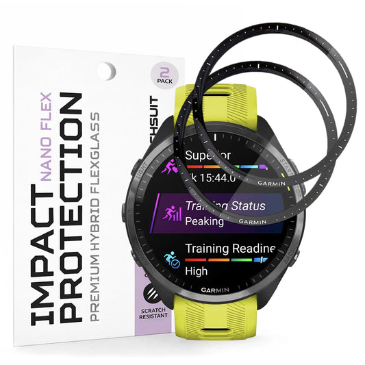 Фолио за защита Techsuit Nano Flex за Garmin Forerunner 965, Комплект 2 броя, Пластмаса, Черно