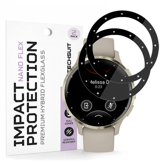 Фолио за защита Techsuit Nano Flex за Garmin Venu 3S, Комплект 2 броя, Пластмаса, Черно