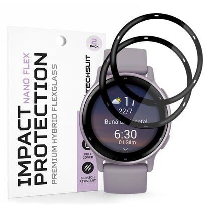 Фолио за защита Techsuit Nano Flex за Garmin Vivoactive 5, Комплект 2 броя, Пластмаса, Черно