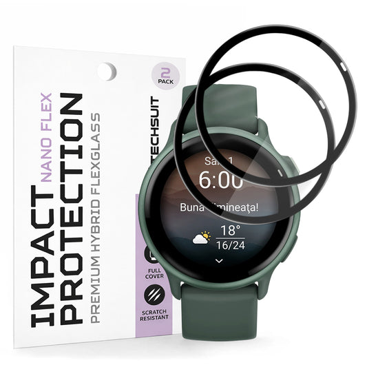 Фолио за защита Techsuit Nano Flex за Garmin vivoactive 6, Комплект 2 броя, Пластмаса, Черно