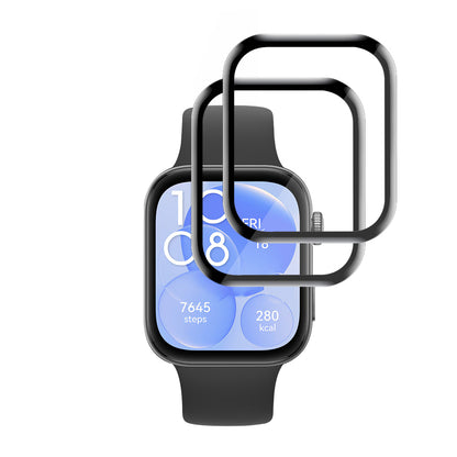 Фолио за защита Techsuit Nano Flex за Huawei Watch Fit 3, Комплект 2 броя, Пластмаса, Черно