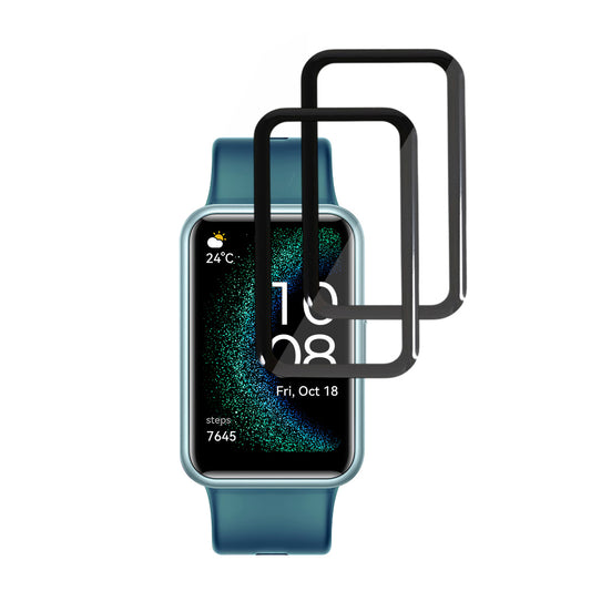 Фолио за защита Techsuit Nano Flex за Huawei Watch FIT SE, Комплект 2 броя, Пластмаса, Черно
