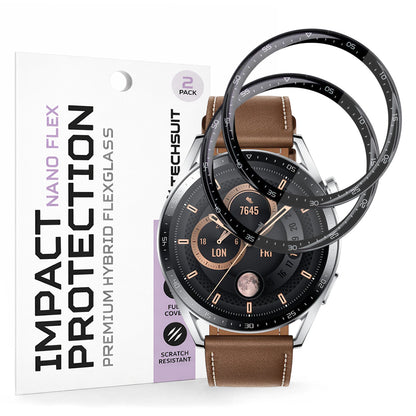 Фолио за защита Techsuit Nano Flex за Huawei Watch GT 3 46mm, Комплект 2 броя, Пластмаса, Черно