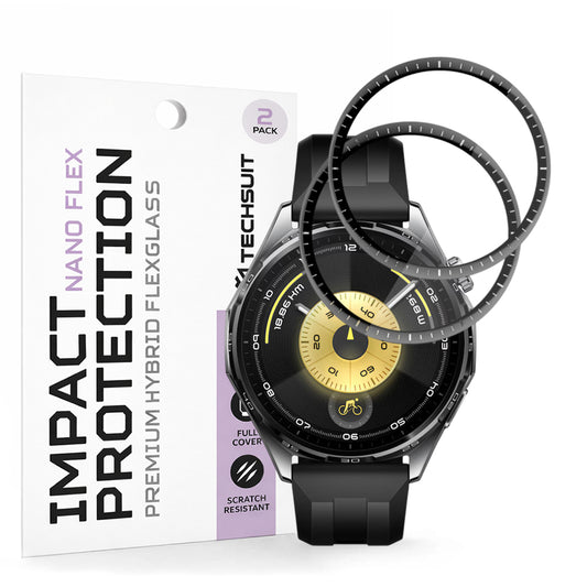Фолио за защита Techsuit Nano Flex за Huawei Watch GT 6 46mm, Комплект 2 броя, Пластмаса, Черно