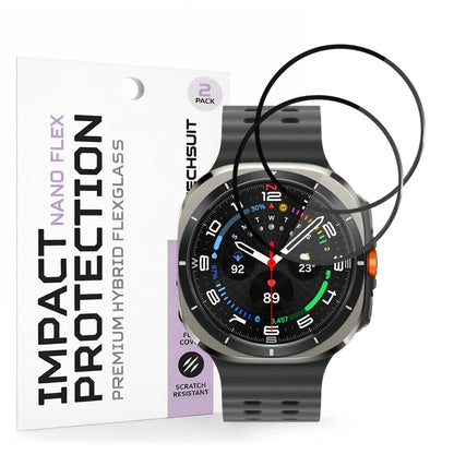 Techsuit Nano Flex Protection Film for Samsung Galaxy Watch Ultra, Set of 2 Pieces, Plastic, Black