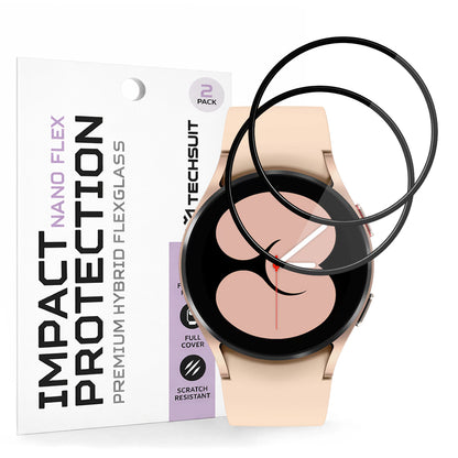 Фолио за защита Techsuit Nano Flex за Samsung Galaxy Watch4 40mm, Комплект 2 броя, Пластмаса, Черно