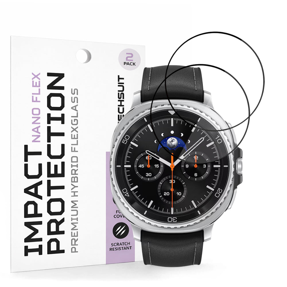 Фолио за защита Techsuit Nano Flex за Samsung Galaxy Watch8 Classic, Комплект 2 броя, Пластмаса, Черно