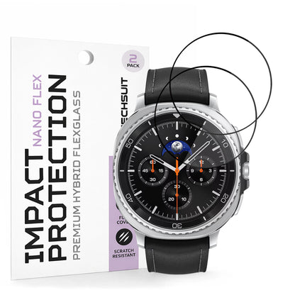 Фолио за защита Techsuit Nano Flex за Samsung Galaxy Watch8 Classic, Комплект 2 броя, Пластмаса, Черно