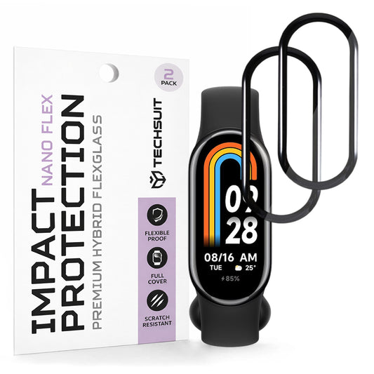 Фолио за защита Techsuit Nano Flex за Xiaomi Smart Band 8, Комплект 2 броя, Пластмаса, Черно