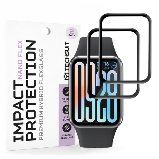Фолио за защита Techsuit Nano Flex за Xiaomi Smart Band 9 Pro, Комплект 2 броя, Пластмаса, Черно