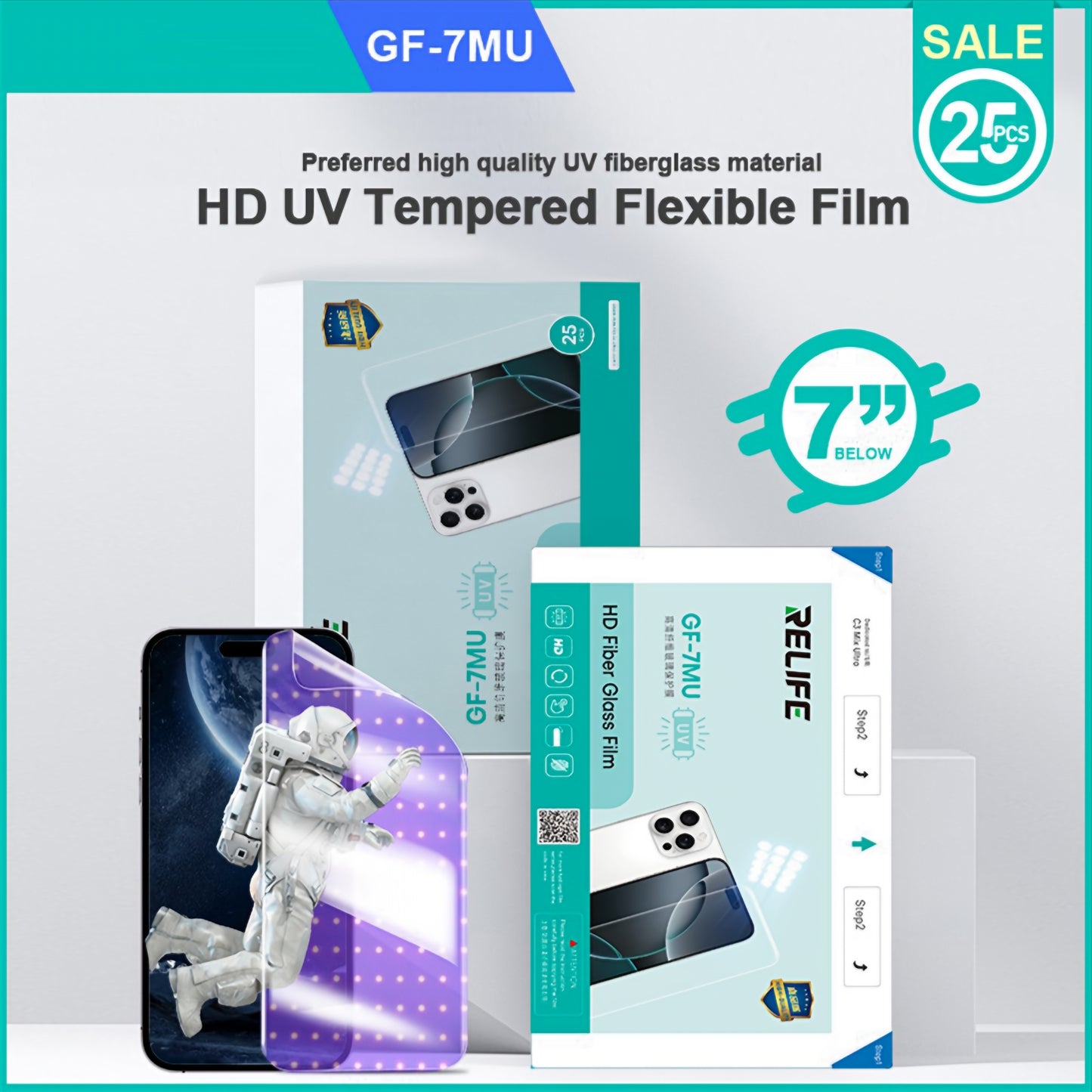 Гъвкаво стъклено фолио с влакна Relife GF-7MU за UV ламинираща машина Sunshine C3 Mix Ultra, 120мм x 210мм, комплект 25 броя