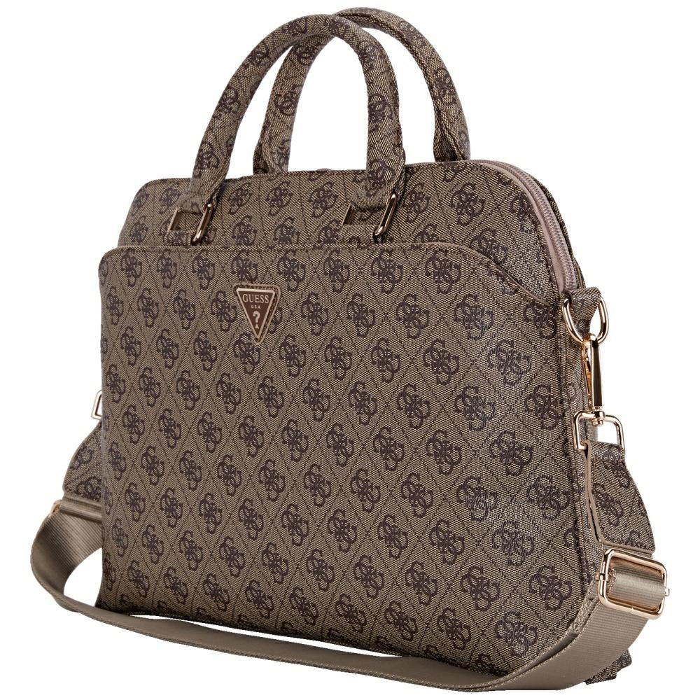 Guess 4G Triangle Logo Bag for 15inch Laptop, Brown