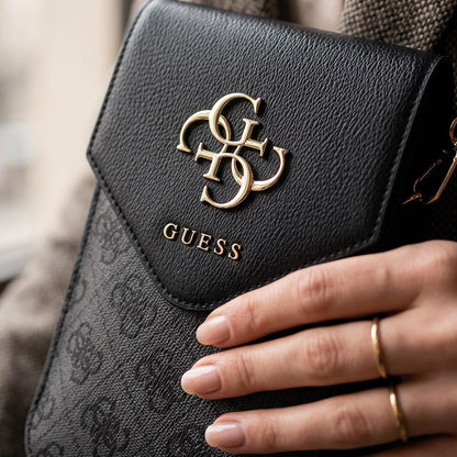 Универсална чанта за телефон, Guess, 4G Grained Classic Logo, черна