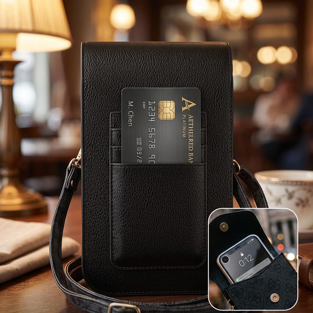 Универсална чанта за телефон, Guess, 4G Grained Classic Logo, черна