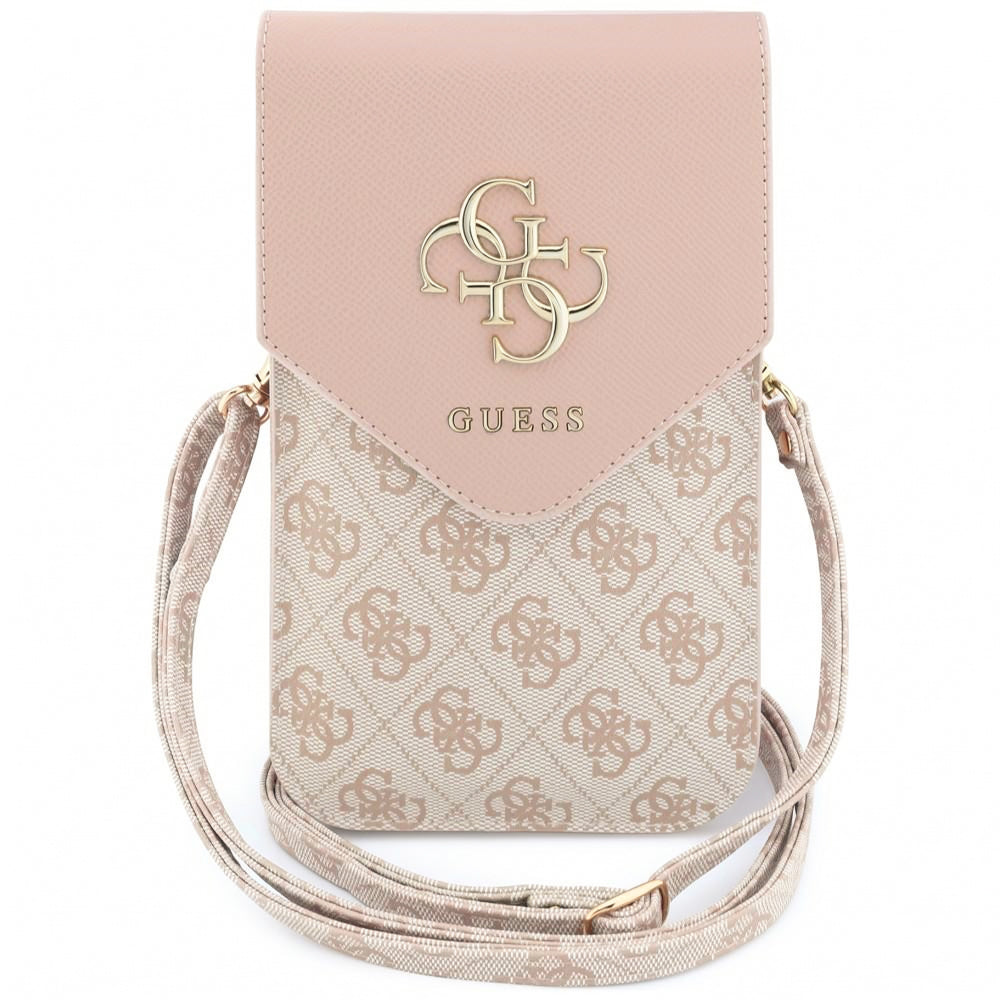 Универсална чанта за телефон, Guess, 4G Grained Classic Logo, розова