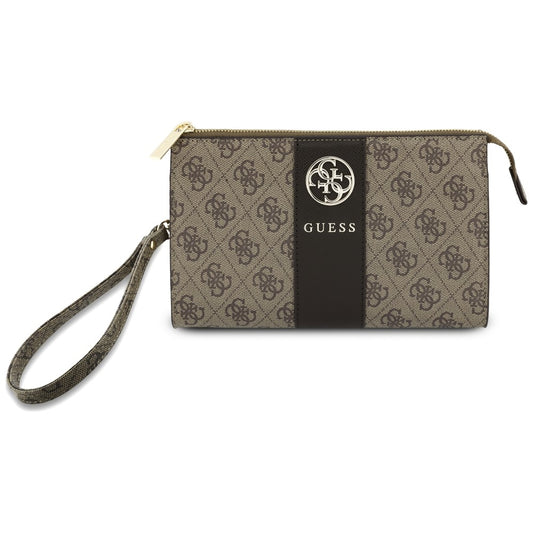 Универсална чанта за телефон Guess 4G Round Classic Logo Stripe, кафява