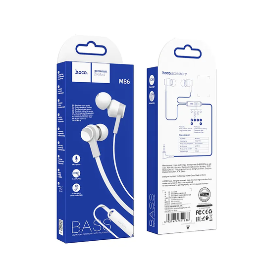 Handsfree 3.5mm HOCO M86, Бял