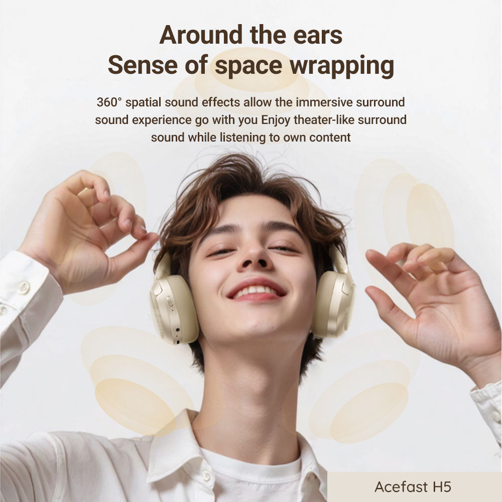 Handsfree Bluetooth Acefast H5, A2DP, ANC, Бял