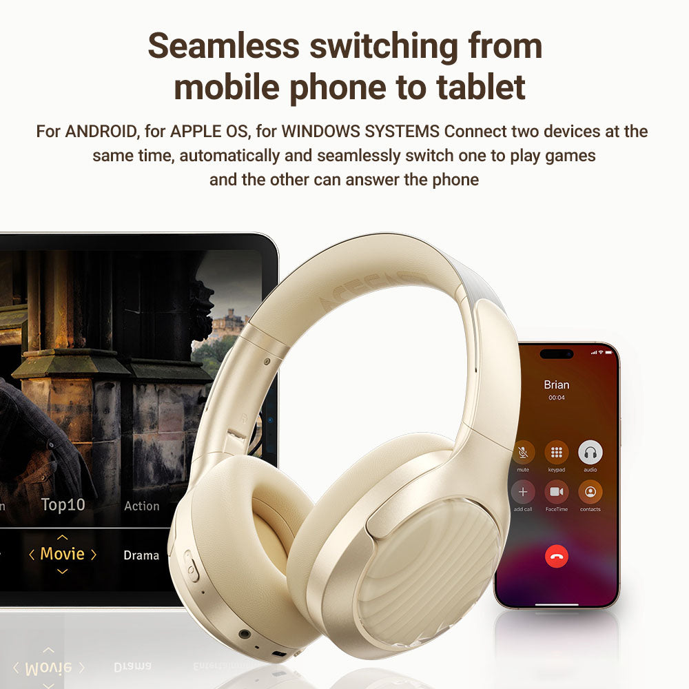 Handsfree Bluetooth Acefast H5, A2DP, ANC, Бял
