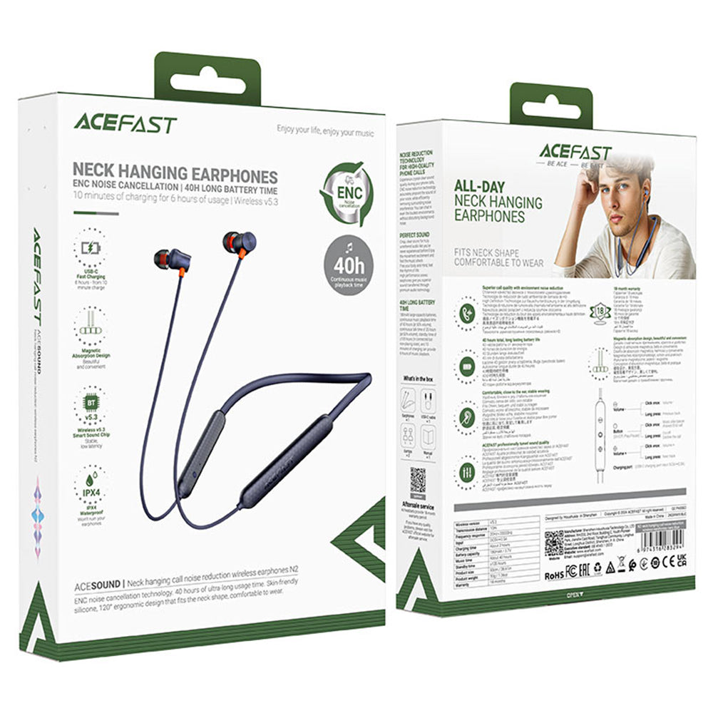 Handsfree Bluetooth Acefast N2, A2DP, Черен