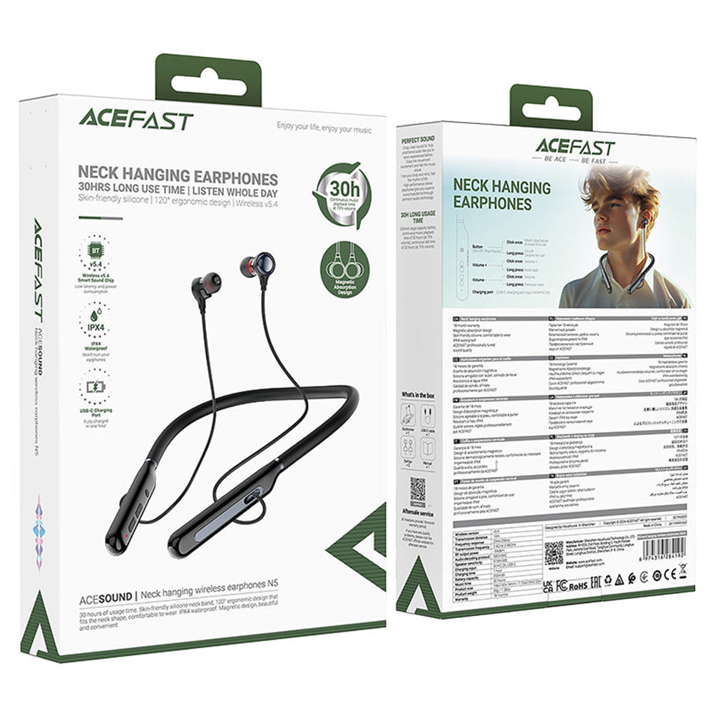 Handsfree Bluetooth Acefast N5, A2DP, Черен