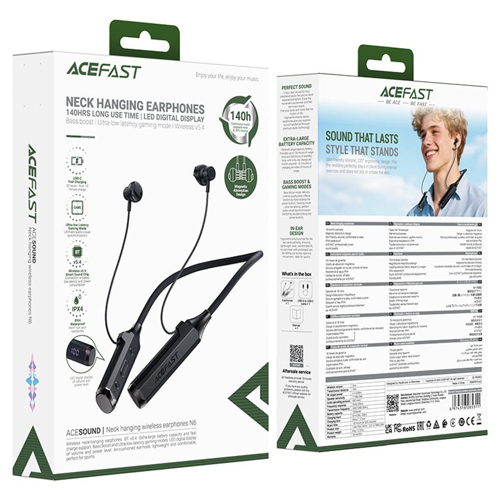 Handsfree Bluetooth Acefast N6, A2DP, Черен