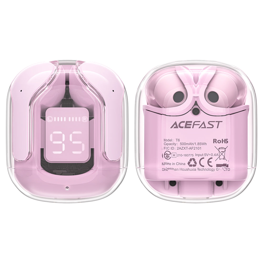 Handsfree Bluetooth Acefast T6, TWS, Розов