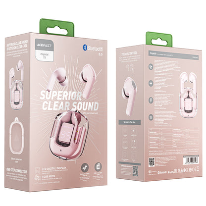 Handsfree Bluetooth Acefast T6, TWS, Розов