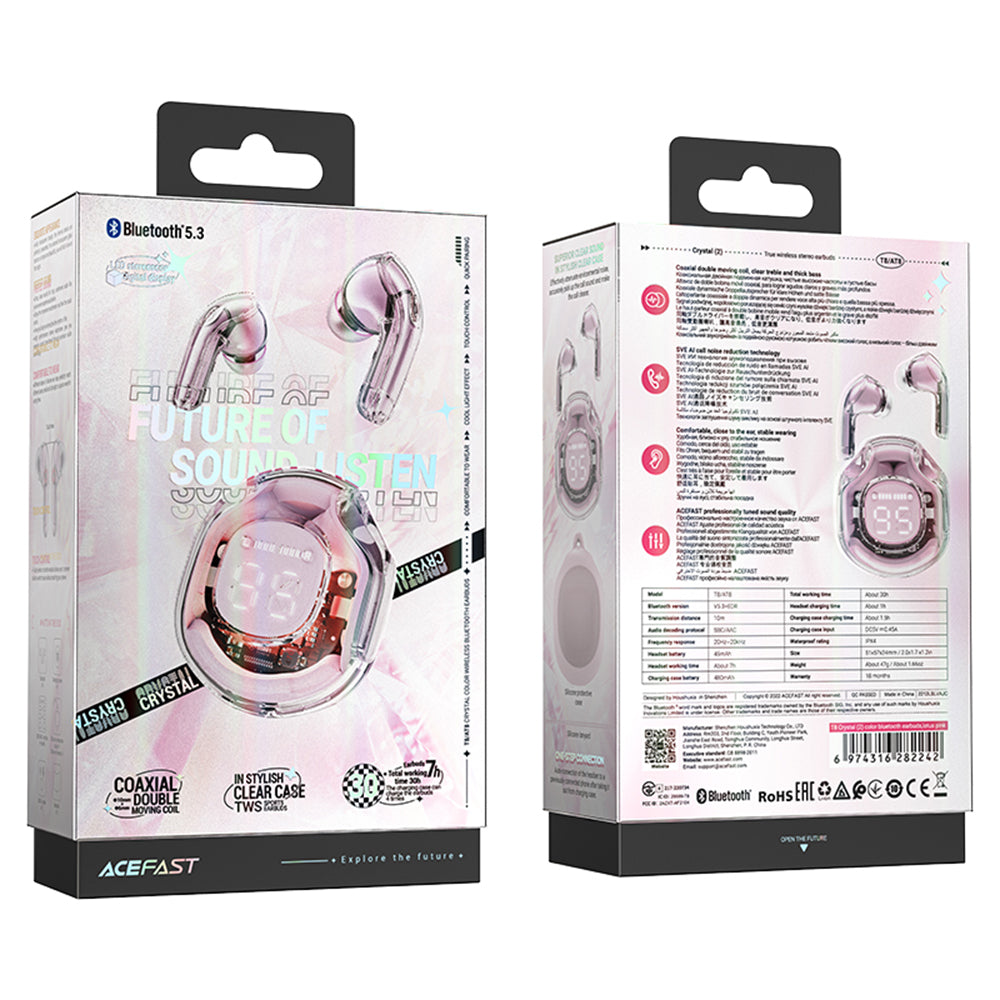 Handsfree Bluetooth Acefast T8, TWS, Розов