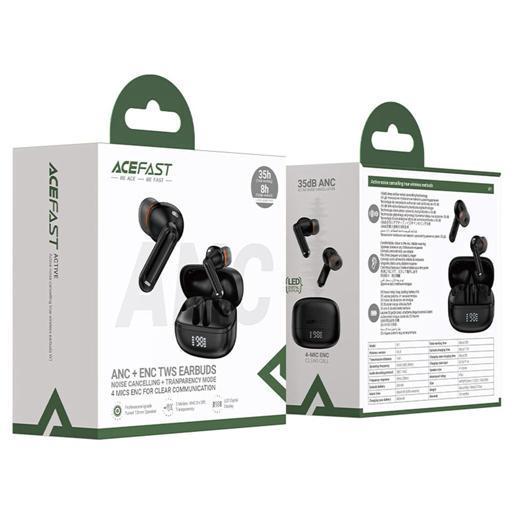 Handsfree Bluetooth Acefast W1, TWS, Черен